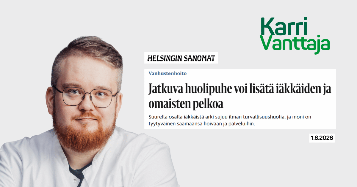 Jatkuva huolipuhe voi lisätä iäkkäiden ja omaisten pelkoa