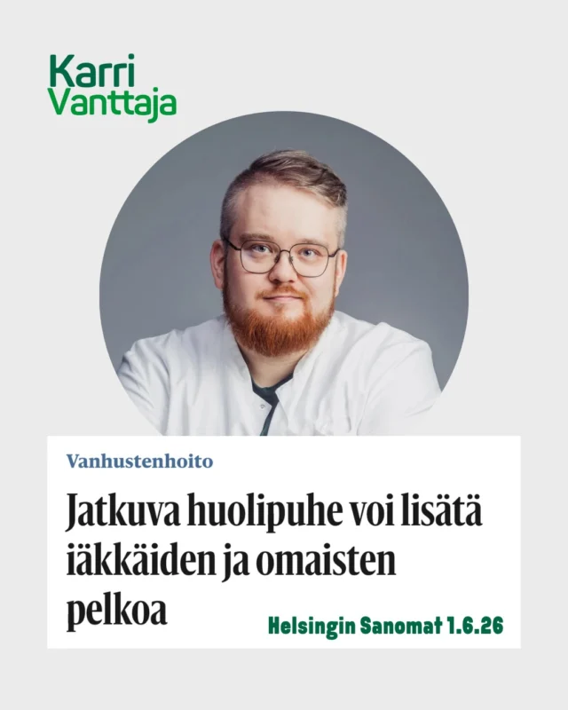 Julkista keskustelua ikääntyneiden palveluista hallitsevat huolipuhe ja uutiset epäkohdista. Tämä sai pohtimaan ja kirjoittamaan Helsingin sanomiin ikäihmisten palveluiden tilasta, haasteita ja luottamuksesta. Lue kirjoitus kuvista tai Helsingin Sanomista 1.6.2026.

#ikäihmiset #ikääntyminen #ikäihmistenpalvelut #sote